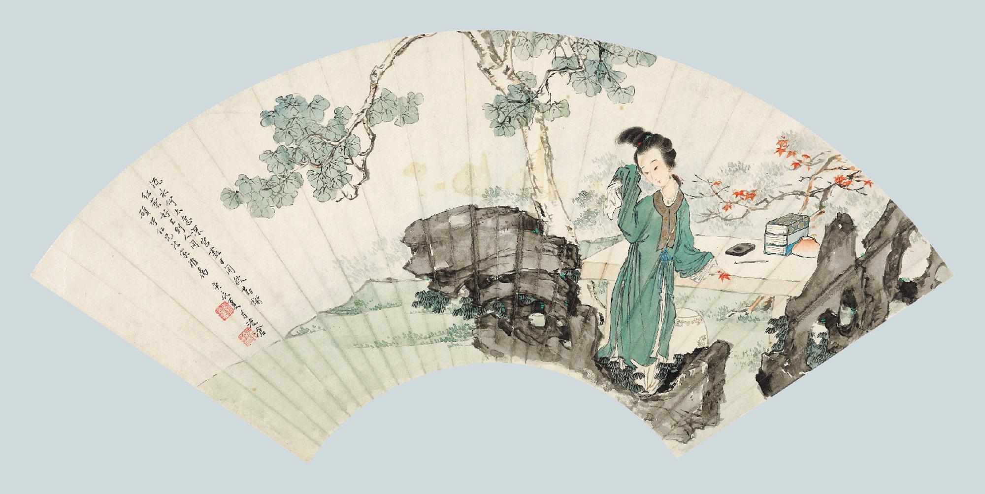 刘凌沧 红叶题诗  